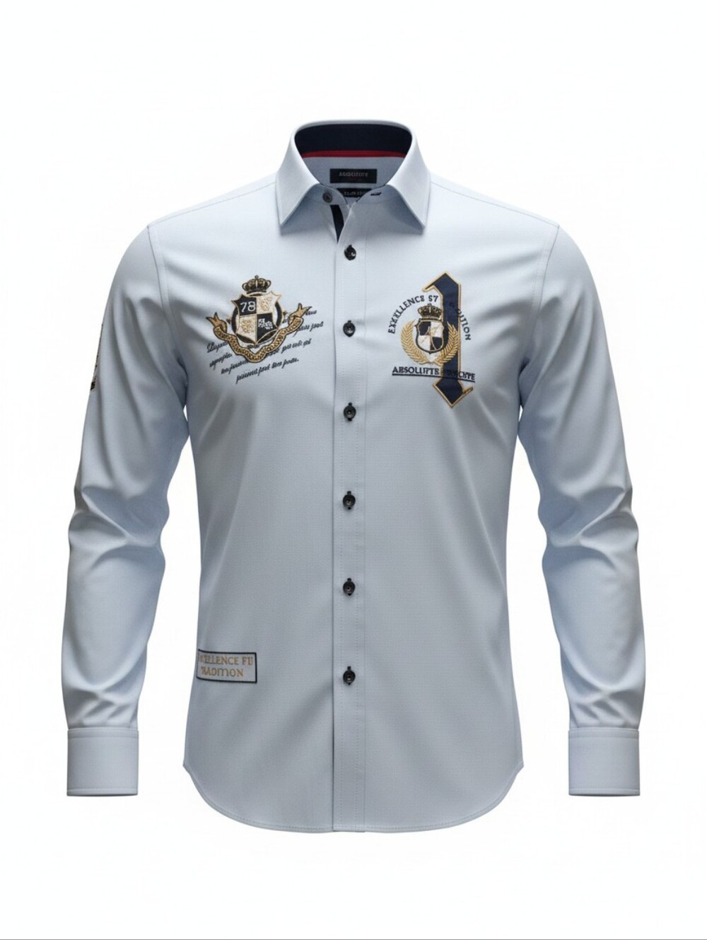 Absolute Rebellion Embroidered Light Blue Men's Dress Shirt Luxury Size 2 (S)